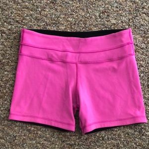 Reversible pink & black yoga shorts